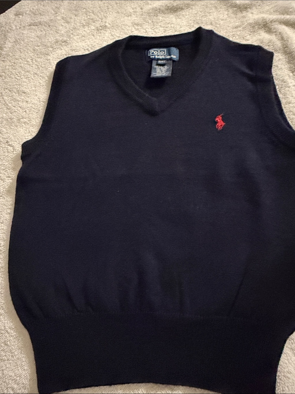 Polo by Ralph Lauren Navy V-Neck Sweater Vest with Red Pony